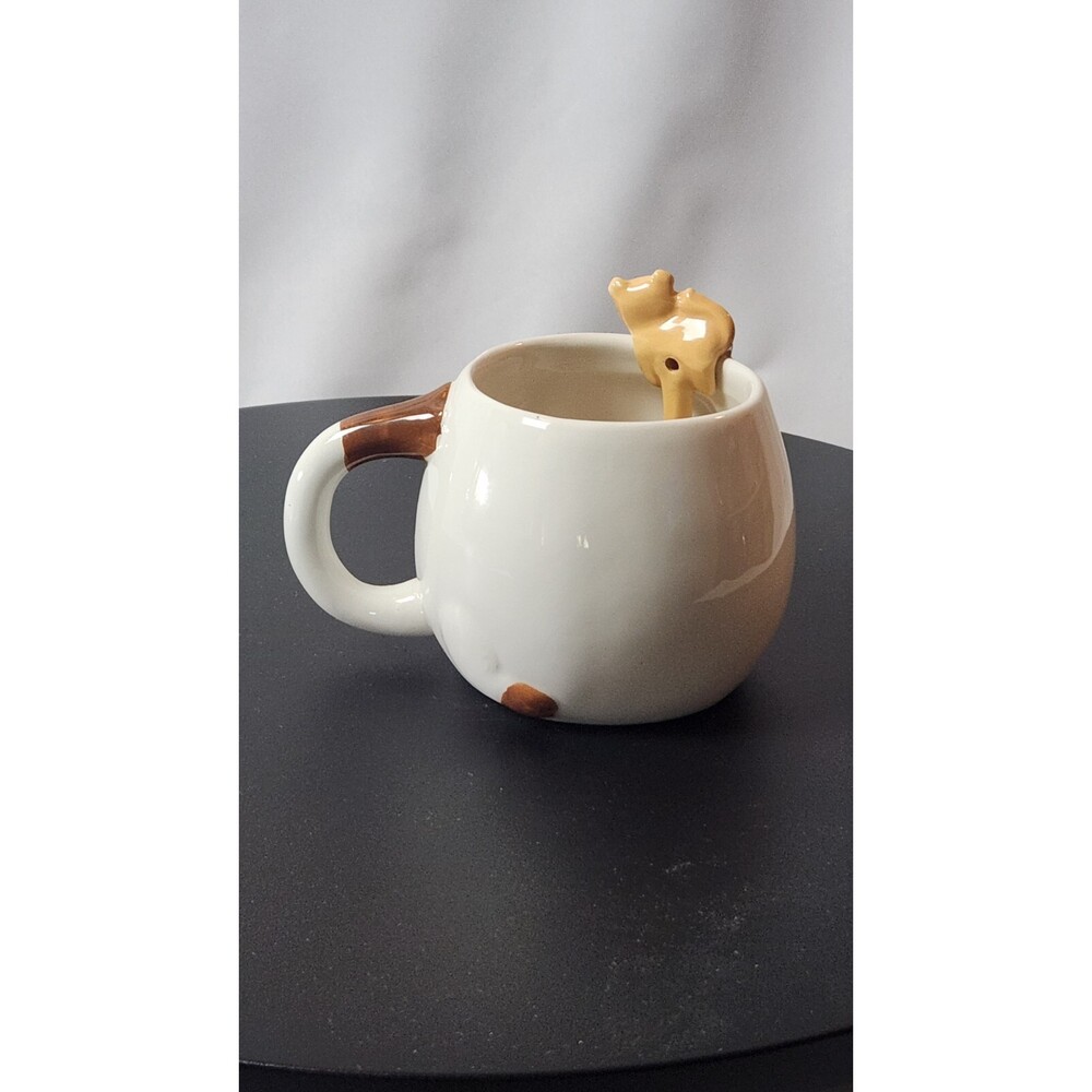 White Tramp Dog Ceramic Coffee Cappuccino Cup Mug & Sleeping Puppy Spoon Set - Picture 4 of 5